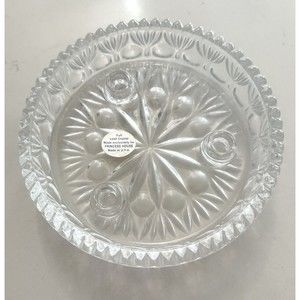 Vtg Princess House Full Lead Crystal Candle Holder 3 Tapers AshTray Beaded Edge
